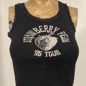 Brandy Melville Black Strawberry Graphic Tank